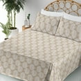 thumbnail image 3 of Ambesonne Palm Leaf Fitted & Flat Sheet with Shams 4 Pcs Set, Pale Brown Leaves Exotic, Calking, Pale Brown White, 3 of 5