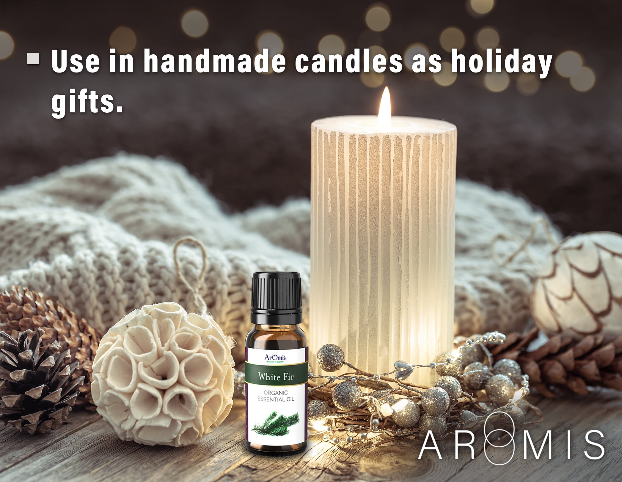 ArOmis Organic White Fir Essential Oil - USDA Certified - 100% Pure Therapeutic Grade - 10ml (.34 fl oz), Premium, Undiluted, Oils for Aromatherapy Diffuser
