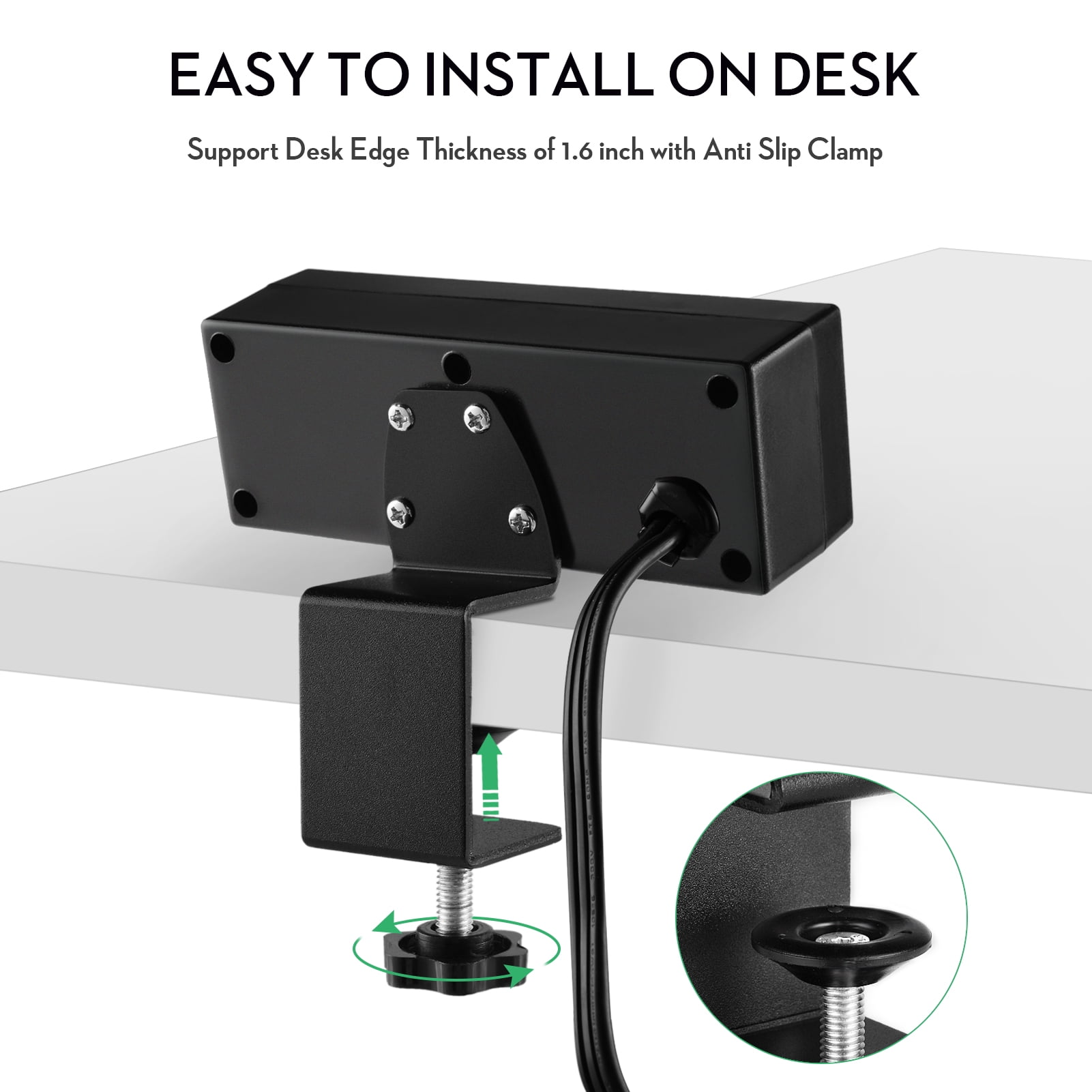 Desk Clamp Power Strip with USB Ports Desktop Mountable Outlets Table Edge Power Plug