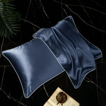 Nvzi 2 Pack 100% Silk Pillowcases for Hair and Skin 19 Momme Silk Bed Pillowcases with Envelope Closure (Queen Size, Blue)