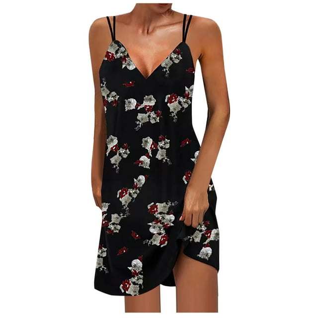 EQWLJWE Robe Femme Sans Trace Col en V Imprimé Tube Top Jupe à Bretelles Doubles Robe Femme