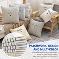 thumbnail image 6 of COOKCOK Farmhouse Pillow Covers 18x18, Modern Accent Square Throw Pillow Covers Set of 2, Striped Patchwork Linen Decorative Pillows Cushion Covers for Couch Chair Bedroom Fall Decorations, Yellow, 6 of 6