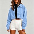 thumbnail image 6 of AloohaidyvioNo Boundaries Womens Cropped Jackets Trendy Lightweight Fall Long Sleeve Lapel Corduroy Zip Up Jacket with Pockets, 6 of 6