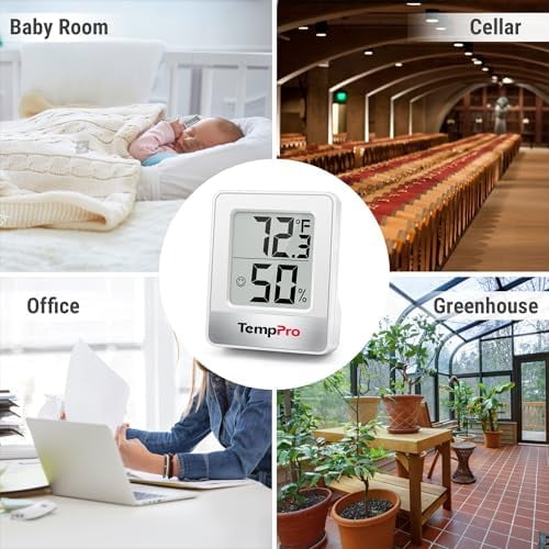 TP49 4 Pieces Digital Hygrometer Indoor Thermometer Humidity Meter Mini Hygrometer Thermometer with Temperature and Humidity Monitor Room Thermometer (Previously ThermoPro)$$Garden & Patio