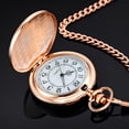 thumbnail image 4 of Minzimin Smooth Pocket Watch Alloy Steel Quartz Roman/Arabic Numerals with 37cm Chain for Father's Day Xmas Best Gifts, 4 of 7