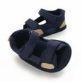 thumbnail image 5 of LNMQLPDBS Kids Sandals Boys Color Block Soft Sole Adjustable Double Band Sandals Non-Slip Outdoor First Walking Baby Girls Boys Summer Shoes Toddler Prewalker Sneakers for Daily Navy 9-12 Months, 5 of 6