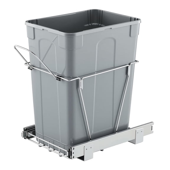VEVOR Pullout Trash Can for Kitchen Cabinets, 35 QT Garbage Waste Recycling Bin, Under Mount Waste Container, with Heavy Duty Metal Full Extension Sliding System and Handle, for Sink, Under Counter