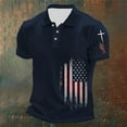 thumbnail image 2 of Polo Shirts for Men Golf Flag Printed Short Sleeve Button Up Collared Tops Casual Breathable Workout Summer Sport T Shirts for Man Navy XL, 2 of 3
