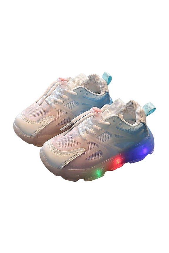 Children's Sneakers Color Gradient LED Light Shoes Dad Shoes Lace Up Soft Soles Shoes Girl Kids Canvas Shoes Girls Shoes Toddler Size 8 Girls Size 5 And Shoes Girls Slides Size 13 Large Size S