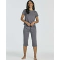 thumbnail image 2 of Real Essentials 2 Pack: Women's Cotton Pajamas Short Sleeve Tops and Capri Pants Pajama Sets with Pockets (Available In Plus), 2 of 6