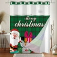 thumbnail image 3 of Mizhona Merry Christmas Green No Hooks Shower Curtains with Snap in Liner Santa Claus Gifts Holiday Hookless Fabric Bathroom Curtain，71"× 86", 3 of 4