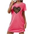 thumbnail image 3 of VgaVtl Sleepshirt for Women Pink Short Sleeve Womens Sleepwear Plus Size Loose Cute Leopard Print Heart-shaped Nightgowns, 3 of 6