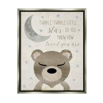 Stupell Industries Soft Twinkle Song Bear Landscape Painting Gray Floater Framed Canvas Art Print Wall Art, 25 x 31
