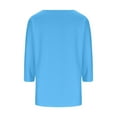 thumbnail image 5 of Womens Dressy Trendy Notch V Neck T Shirts Basic Solid Color Blouse Summer Tunic Tshirt 3/4 Sleeve Solid Color Casual Basic Tops Loose Fit Pullover, 5 of 6
