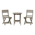 thumbnail image 2 of WestinTrends Malibu 3-Piece Outdoor HDPE Folding Patio Bistro Table and Chairs, Weathered Wood, 2 of 14