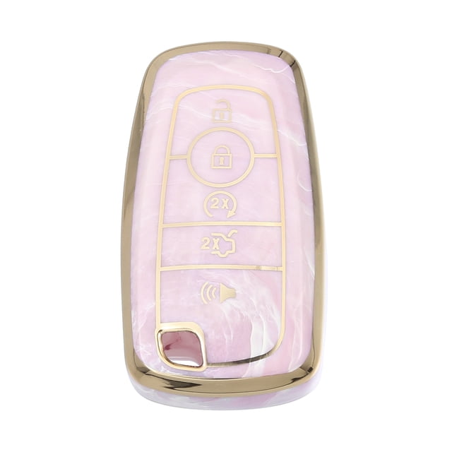 Unique Bargains Key Fob Cover Compatible for Ford Smart Key-5 Button, Durable TPU Remote Keyless Smart Key Fob Case Protection Shell Pink