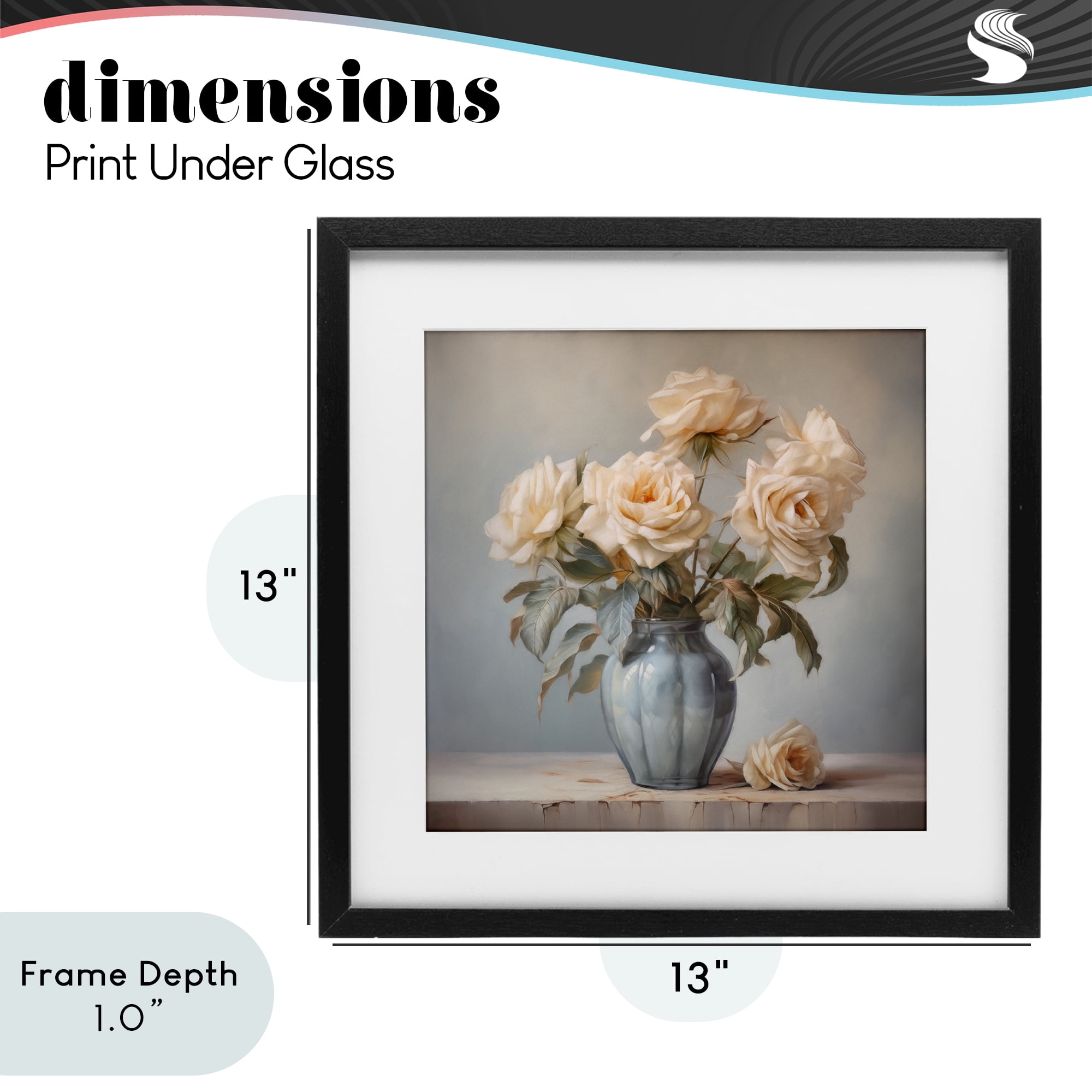 Stupell Industries Vintage Rose Paragon Black Framed Print Under Glass, design by Steve Hunziker