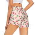 thumbnail image 3 of Sigee Strawberry And Flowers for Women's Athletic Shorts High Waisted Running Shorts Pocket Sporty Short Gym Elastic Workout ShortsXX-Large, 3 of 9