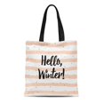 thumbnail image 1 of NUDECOR Toile Sac Fourre-Tout Modèle Noël Hello Hiver Blush Rose Rayé Or Neige Réutilisable Épaule Épicerie Sacs à Main Sac à Main, 1 of 1