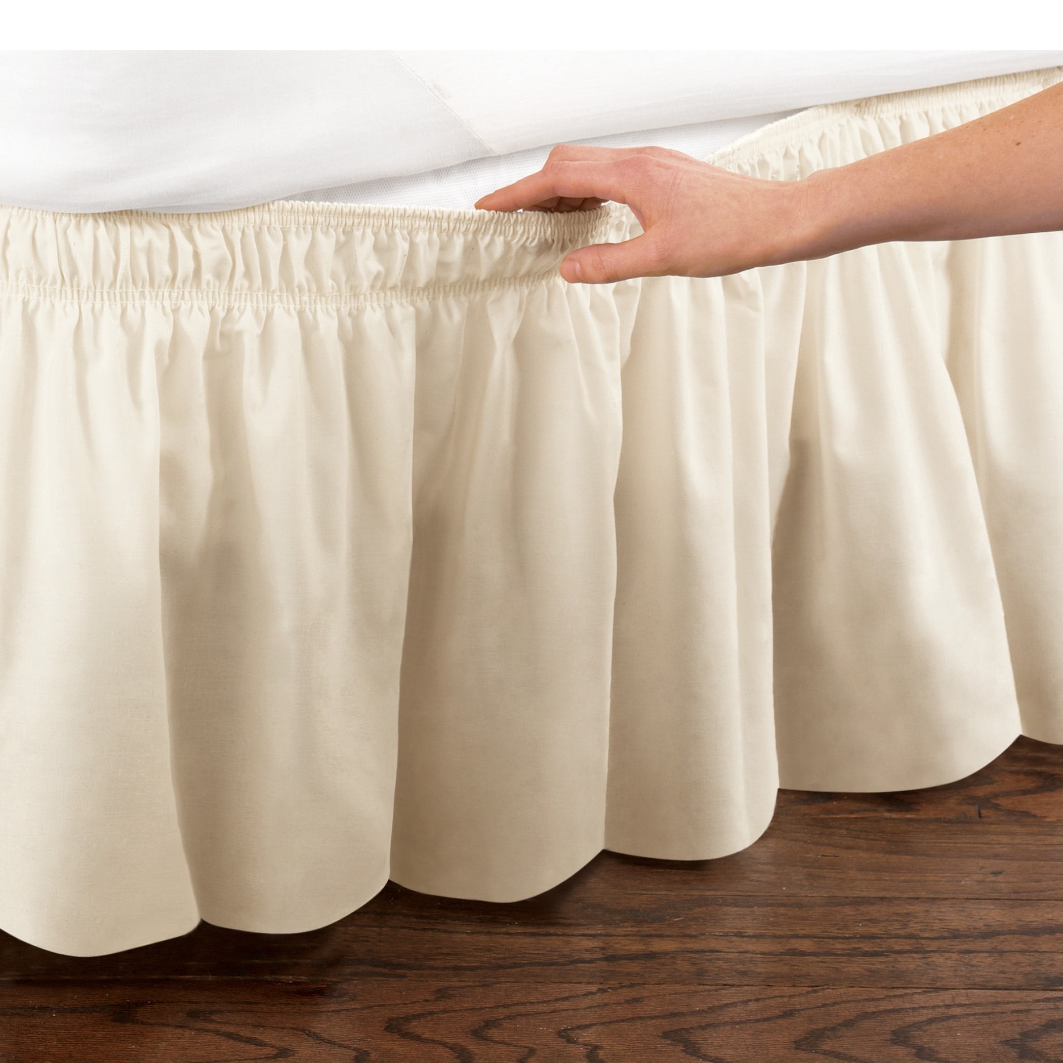 Wrap Around Bed Skirt, Easy Fit Elastic Dust Ruffle, Rose, Queen/King
