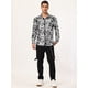 thumbnail image 3 of Camisa casual de algodón de manga larga con botones y estampado de leopardo vintage para hombre S Blanco negro, 3 of 6