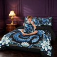thumbnail image 4 of Manfei Blue Dragon Animals 7-Piece Twin Bedding,Gothic Floral Wildlife Bedding Comforter Set,Black Reversible, 4 of 6