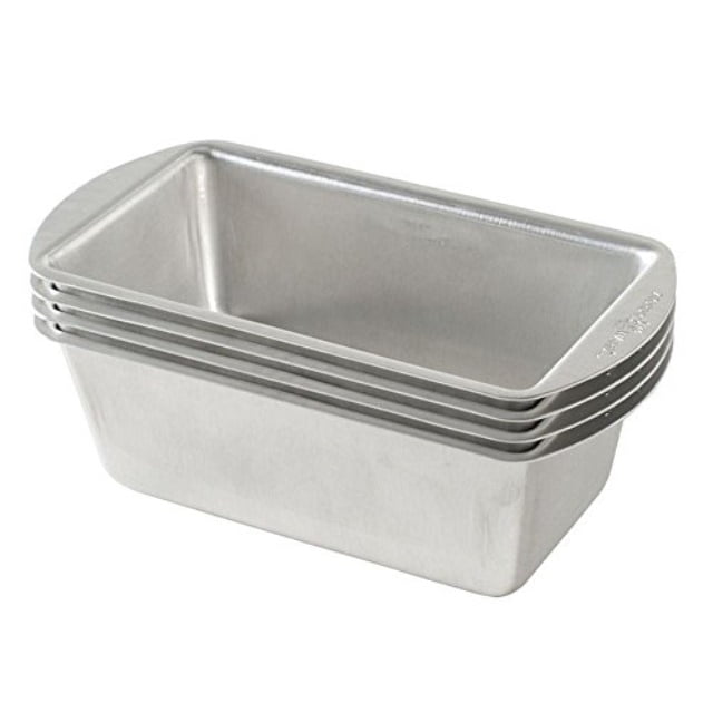 Nordic Ware Natural Aluminum Commercial Mini Loaf Pans, Four 2Cup Pans