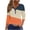 Orange#02, variant on JTZGDY Henley Shirts for Women Cute Floral Printed Summer 3/4 Length Sleeve Button V Neck Graphic Tunic Blouse Loose Oversized Casual Dressy Tshirt Tops Khaki L