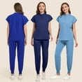 thumbnail image 4 of Mlqidk Light Blue Scrubs Sets for Women Comfortable Medical Scrub Set Crew Neck Top & Jogger Pant with Pockets Nurse Uniform Light Blue M, 4 of 5