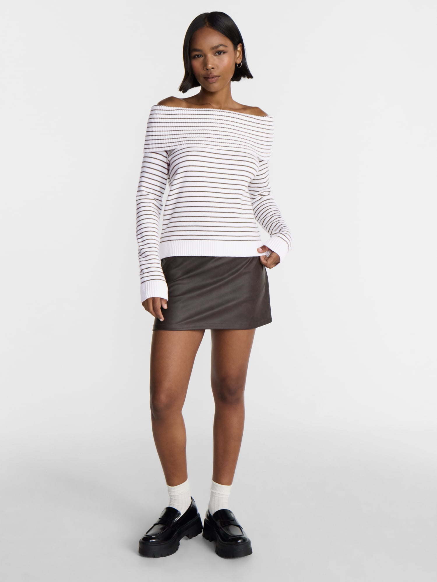 No Boundaries Off the Shoulder Sweater, Lightweight, Women's XXS-XXL