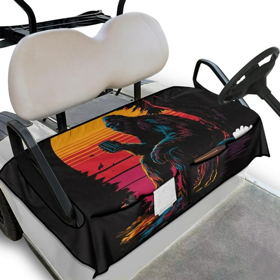 Yuyamidu Gorilla Golf Cart Seat Cover with 4 Pockets Sunset Golf Cart Seat Towel Blanket Soft Club Car Seat Blanket Towel Universal Fits 2-Seat Golf Carts