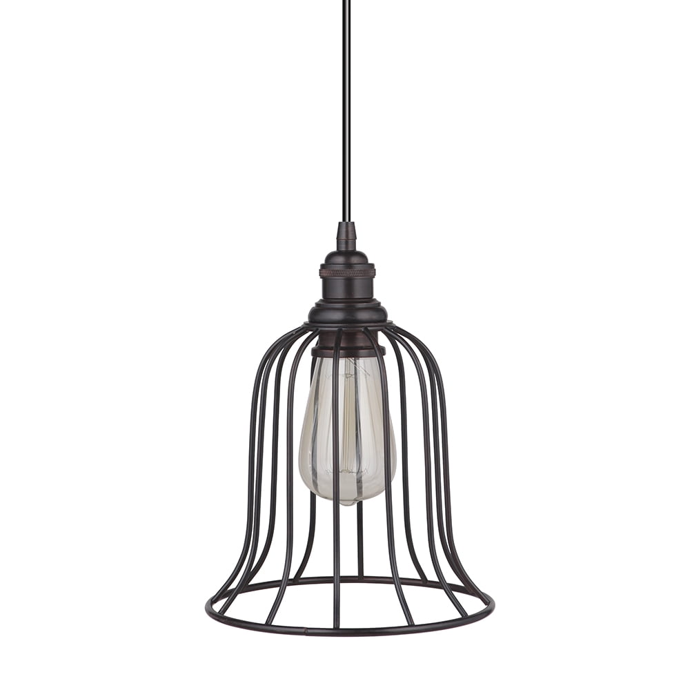 Instant Pendant Recessed Light Conversion Kit Brushed Bronze Bell Cage Shade