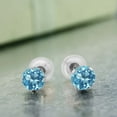 thumbnail image 2 of Gem Stone King 14K White Gold Swiss Blue Topaz Stud Earrings for Women Men | 1.00 Cttw | Gemstone Birthstone Round 5MM | Fine Jewelry Gifts for Her Mom Women Wife, 2 of 3