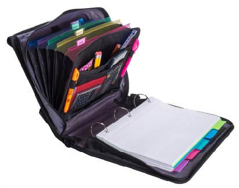 Case-it 2 Inch Zipper Binder with 5-Tab File Folder, Green