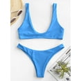 thumbnail image 3 of ZAFUL for Women High Cut Scoop Neck Bikini Set Blue M, 3 of 6