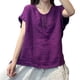 thumbnail image 1 of V Cuello Blusas para las Mujeres, de Moda Retro Bordado Cuello Redondo Cinco Cuartos de Manga para el Uso Casual, 1 of 4