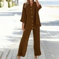thumbnail image 4 of Clearance!NMMUED Womens Linen Set, Lounge Sets for Women, Gauze Tops for Women, Gauze Pants, Vacation Outfits for Women, Brown 3XL, 4 of 5