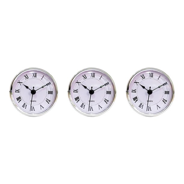 Yuarrent Inserto de reloj de cuarzo de 3-1/8 pulgadas (80 mm) para la pared del hogar con borde plateado romano Type1