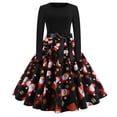 thumbnail image 4 of Vestido de Navidad para mujer Vestido acampanado de Navidad de invierno acampanado con estampado de manga larga Imprimir 4 Hugo Vestido de manga larga, 4 of 10