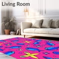 thumbnail image 2 of ODIKA 2'x3' Machine Washable Non-Slip Area Rug, Colorful Abstract Seal and with Playful Motifs High Traffic Rug with Pad, Pink, 726188, 2 of 8