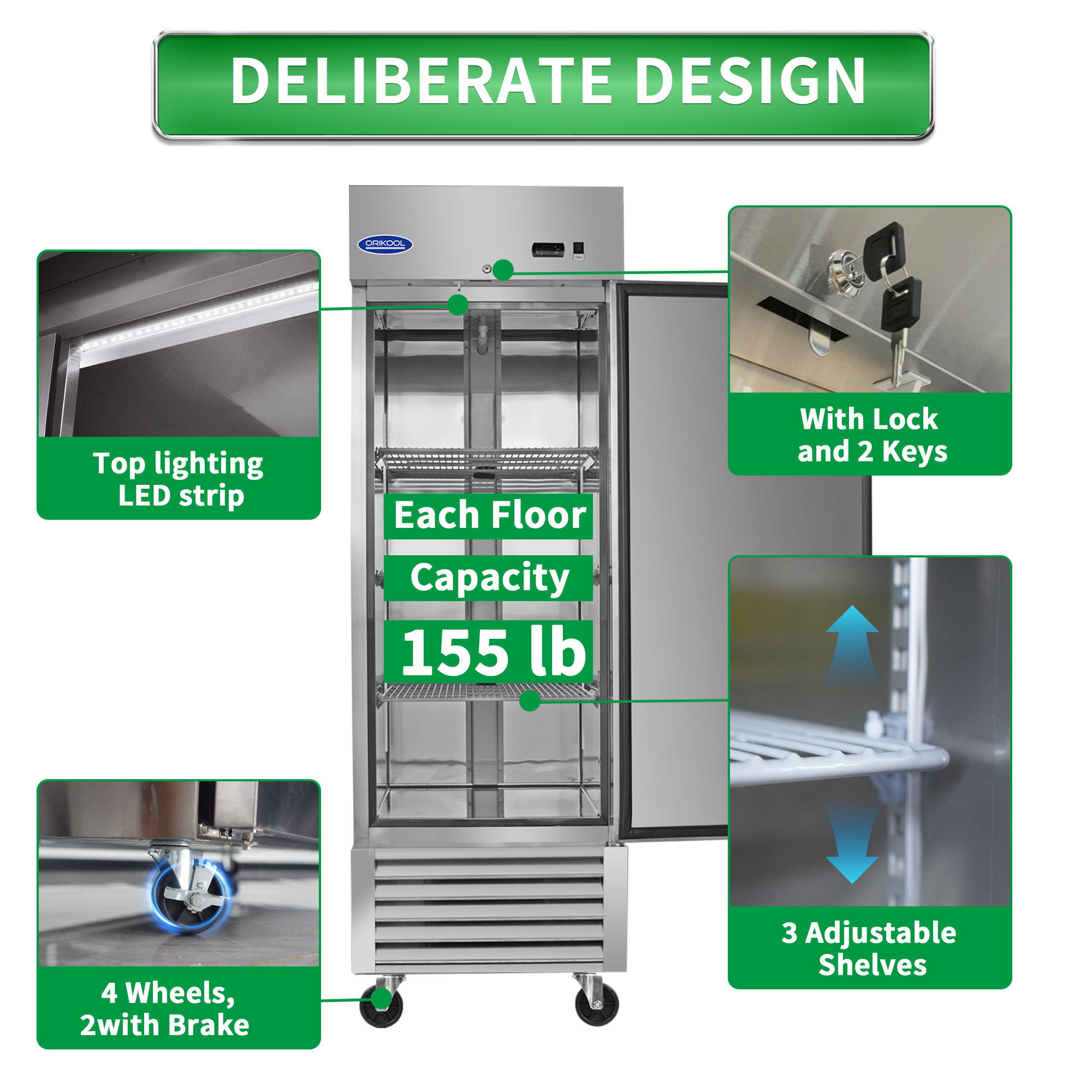 Ndrfhaj 23 cu ft Commercial Display Freezers, Stainless Steel