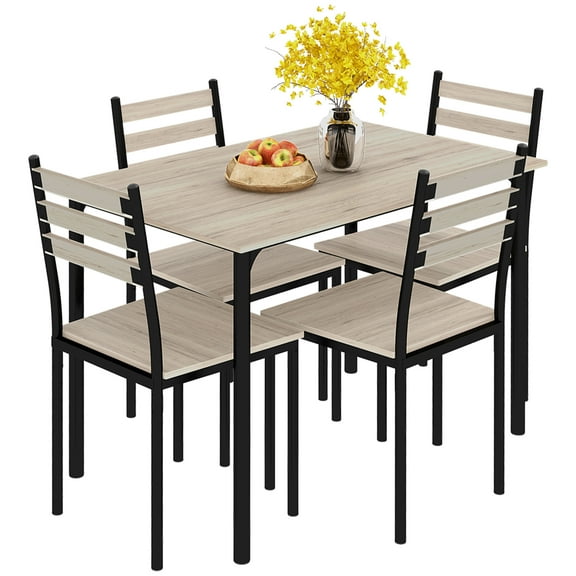 HOMCOM Modern Dining Table Set for 4, 5-Piece Kitchen Table Set