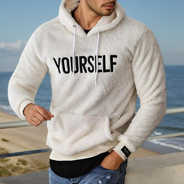 MHFRRA Sudadera con Capucha de Invierno con Diseño Bordado, Acogedora Sudadera para Clima Frío, Suave y Cálida, de Manga Larga, Informal, para Uso Diario Blanco