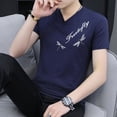 thumbnail image 4 of Camiseta ajustada negra con cuello en V para hombre, ropa de calle, camisetas para hombre, camisetas geniales de manga corta estilo hip hop básico SL, 4 of 5