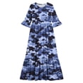 thumbnail image 4 of Toddler Girls Short Sleeve Dress Camouflage Print Summer A-Line Cute Maxi Casual Sundress Blue 9-10 Years, 4 of 7