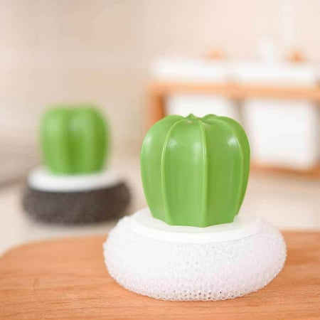 

〖TOTO〗Home Kitchen Cleaning Brush Cactus Dishwashing Brush Cleaning Brush Nano Cleaning Ball With Handle