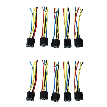 10 Pcs 5 Pin Wires Cable Relay Socket Harness Connector DC 12V for Car Auto