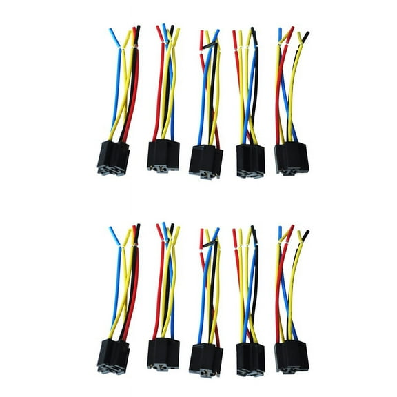 10 Pcs 5 Pin Wires Cable Relay Socket Harness Connector DC 12V for Car Auto