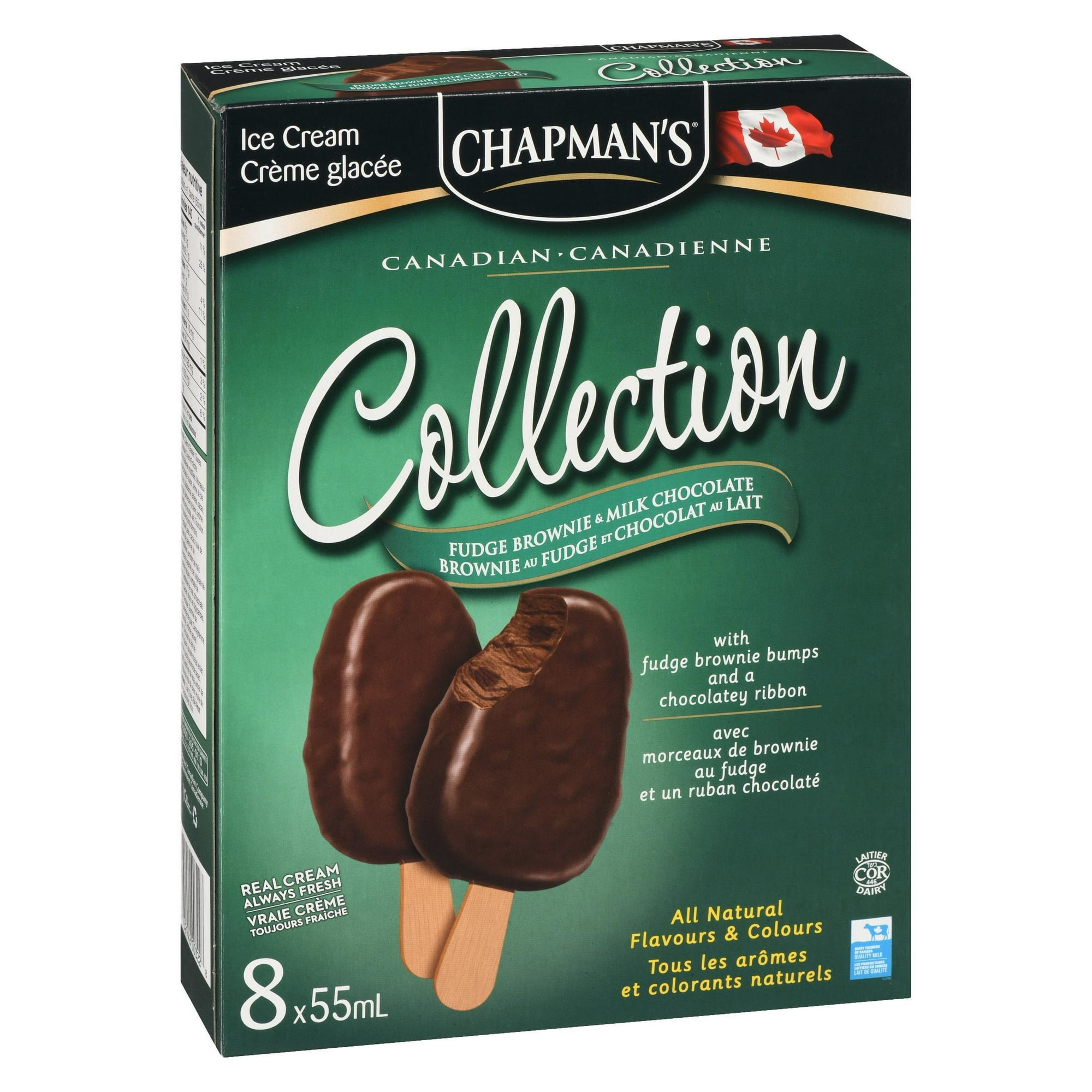 Chapman's Canadian Collection Fudge Brownie Bumpy Ice Cream Bar in a Carton, 8 x 55mL