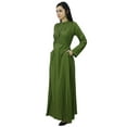 thumbnail image 3 of Bimba Women's Long Sleeve Maxi Mandarin Collar Plain Jilbab Dress With Pockets, 3 of 6